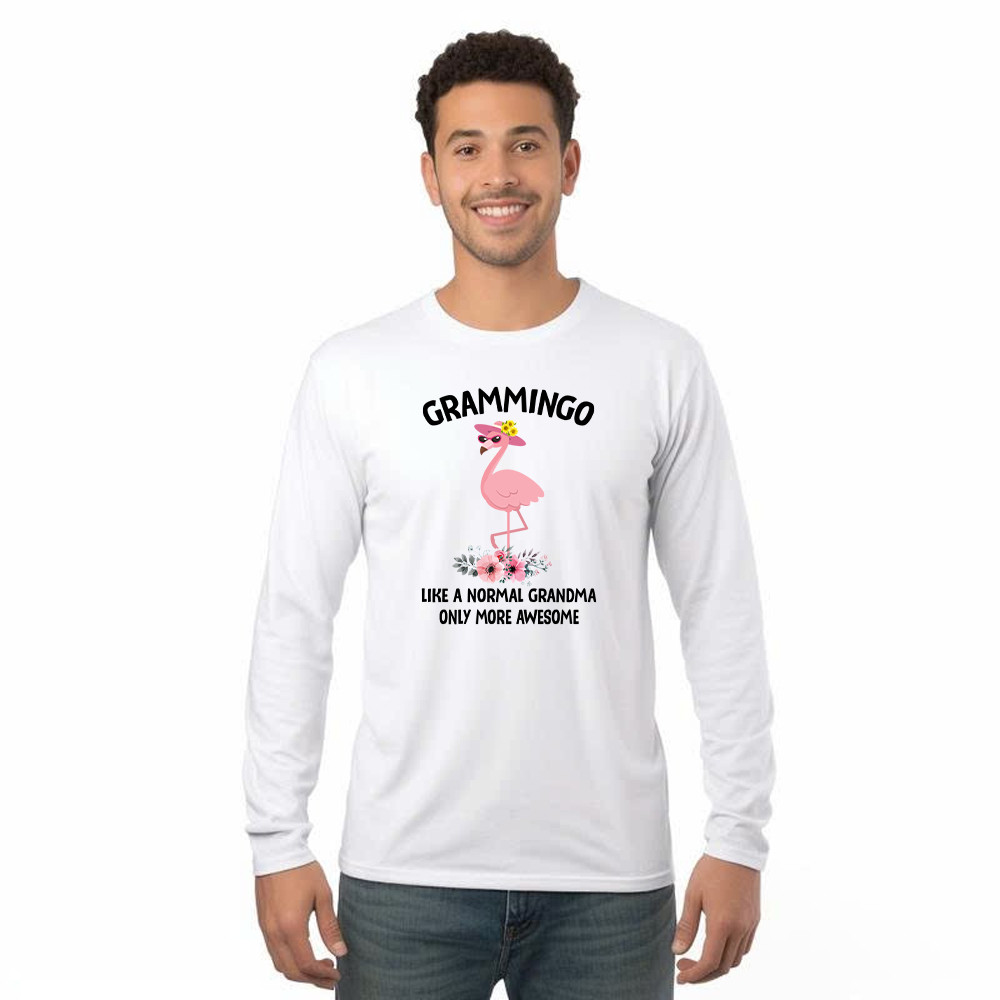 Grammingo Like Normal Grandma Only More Awesome Long Sleeve Shirt Flamingo Woman Fun Tees Gifts For Grandma